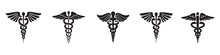 Caduceus Snake Icons Set. Medical Snake Logo On White Background. Vector Illustration. Vector Graphic. EPS 10