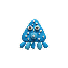 Wall Mural - Light blue plasticine octopus isolated on white, top view