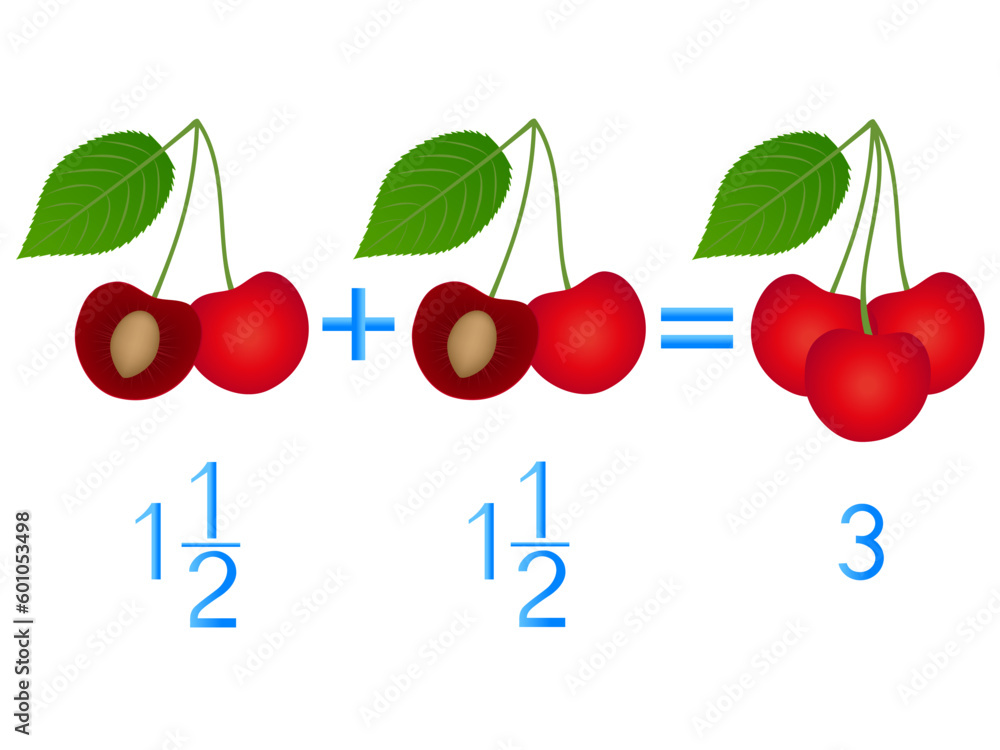 Mathematical games for children study the fractions numbers example