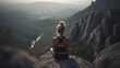 © MxCaptures - Back view of young woman in yoga meditation - Generative Ai