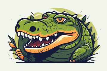 Poster - crocodile with open mouth vector illustration mascot logo