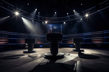 Ai generated illustration of  USA Presidential debate on the stage concept.