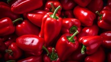 Fresh Red Bell Pepper Background With Ai Generated