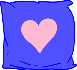 Sticker - Blue pillow with pink heart