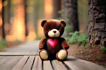teddy bear sitting on a bench