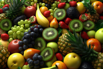 Sticker - Fresh Fruits. Ai generative