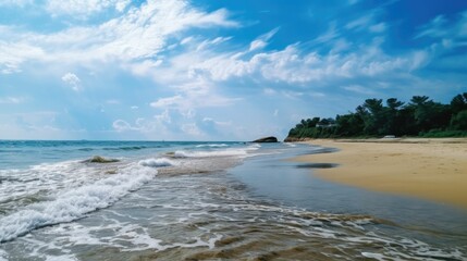 Wall Mural - Seashore washed by water under sky