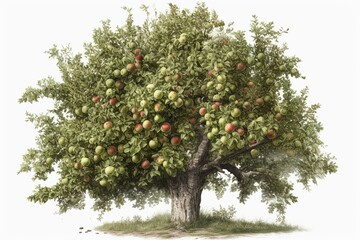 Wall Mural - apple tree isolated on white background. Generated by AI