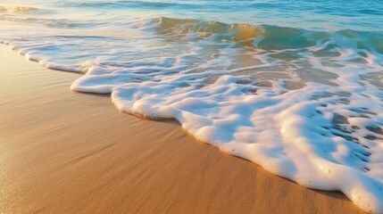 Wall Mural - Soft ocean wave on the sandy beach background