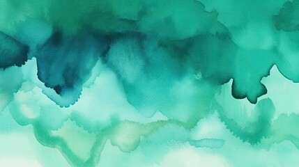 Wall Mural - Blue green watercolor. Abstract aquarelle background with copy space for design. Generative AI.