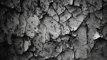 Black White Old Wall Texture. Cracked Rough Concrete Plate. Close-up. Dark Gray Grunge Background For Design. Horror Concept. Halloween. Generative AI.
