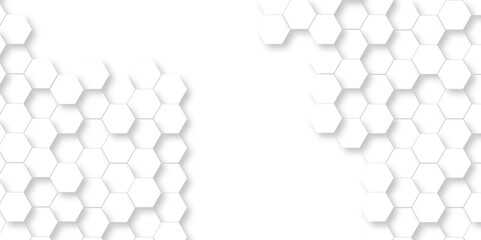 Background with white and black lines 3d Hexagonal structure futuristic white background and Embossed Hexagon , honeycomb white Background ,light and shadow ,Vector.	
