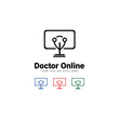 © chusni - Doctor online virtual services logo design vector. Consultation to doctors via digital remote illustration symbol.