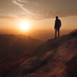 © premiumdesign - Silhouette of a person on the top of the mountain. Generative AI