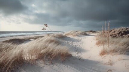 Wall Mural - High-quality photo of dunes on the Danish coast in winter