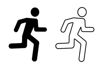 男性がランニングするシルエット、速く走る人のベクターアイコンイラスト素材