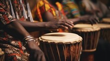 African People Playing Traditional Music With Djembe