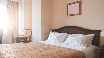 Poster - Stylish interior of contemporary room with comfortable bed