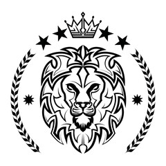 Wall Mural - lion king vintage logo line art