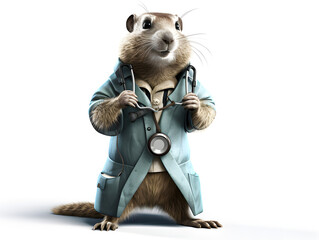 hamster in doctor's clothes on an isolated background