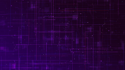 Wall Mural - purple digital line and grid perspective technology abstract background concept