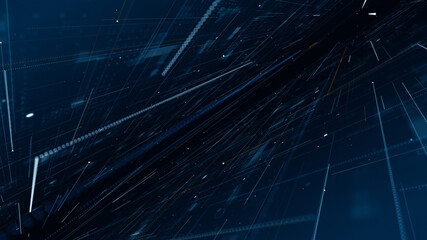 Wall Mural - blue digital line and grid data matrix simulation perspective technology abstract background concept