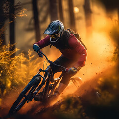 Wall Mural - Downhill Mountain Biker, Generative AI