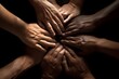 Hands joined together in a circle as a symbol of friendship and unity, Generative AI