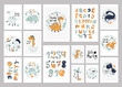 Set of posters with cute dinosaurs.