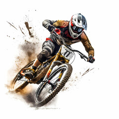 Wall Mural - Downhill Biker Illustration. Generative AI