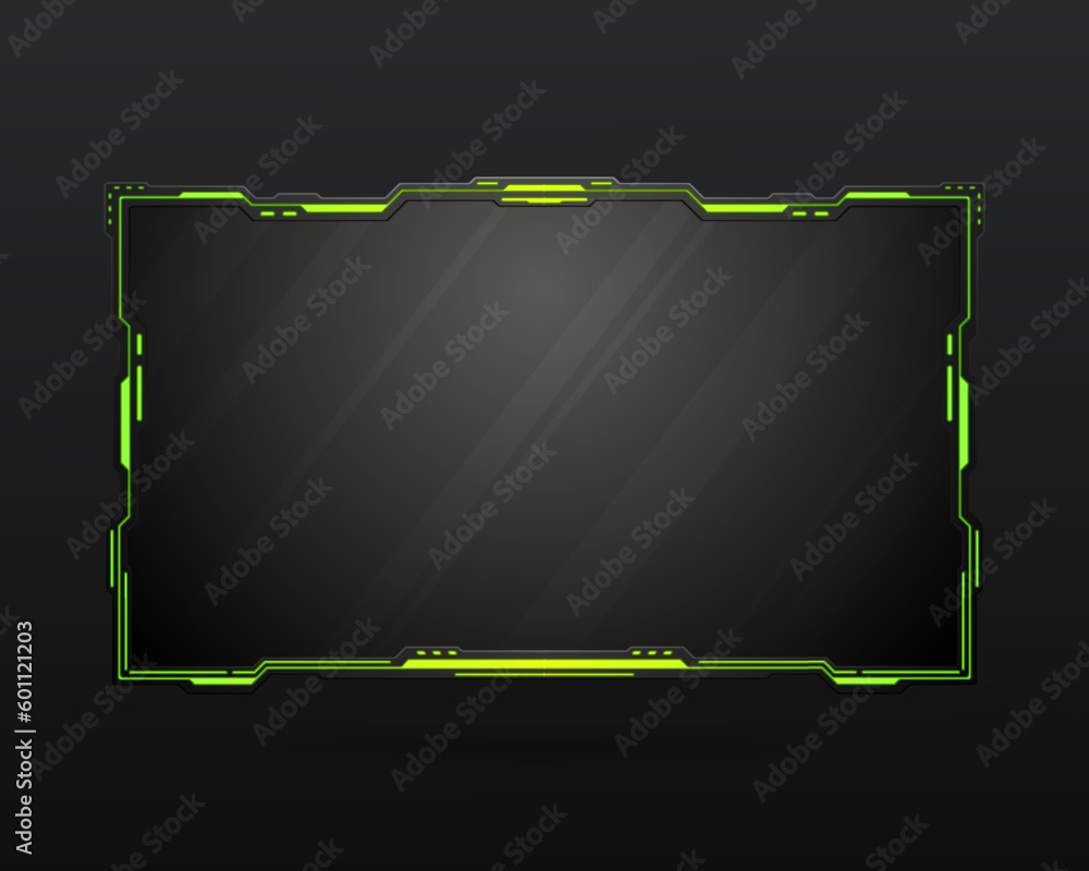 Futuristic black and neon green stream overlay webcam screen gui panel ...
