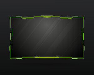 Wall Mural - Futuristic black and neon green stream overlay webcam screen gui panel frame for video broadcast