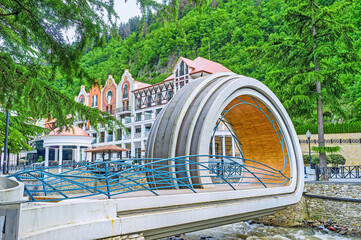 Canvas Print - The unusual bridge in Borjomi, Georgia.