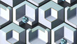 © ADDICTIVE STOCK - Generative AI with 3d 4K UHD abstract background illustration of symmetrical boxes and cube shapes with gray layers