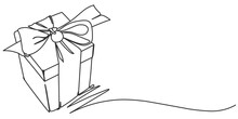 Gift Box Line Art Style Vector Illustration