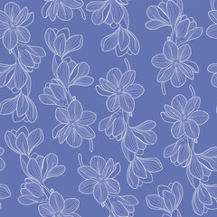  seamless monochrome pattern with a branch of magnolia flowers