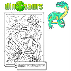 Sticker - prehistoric dinosaur compsognathus coloring book