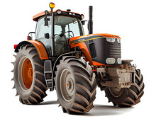 Red Tractor On A Transparent Background. AI Generator