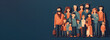 © Kordiush - Portrait of modern family together. Colorful illustration in flat style. Generative AI
