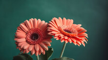 Daisy Flower Against Mirror And Orange Background. Generative Ai