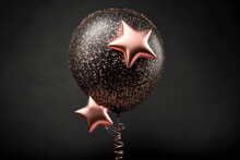 A Gold Star Shaped Balloon On A Black  Background ,made With Generative AI