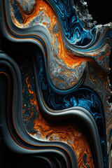 Wall Mural - Luxurious black, teal and gold smooth marble background ,made with Generative AI