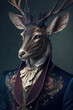 Portrait of a deer in renaissance clothing ,made with Generative AI
