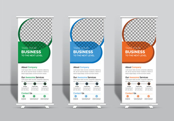 Wall Mural - Stylish corporate business roll up banner signage standee template unique design
