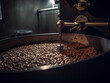 Fresh coffee beans in roasting machine - Generative AI