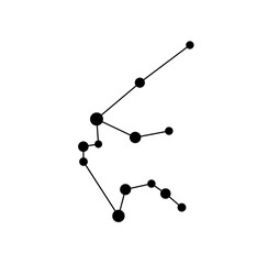 Wall Mural - Vector isolated one single Aquarius stars constellation map scheme colorless black and white contour line easy drawing	