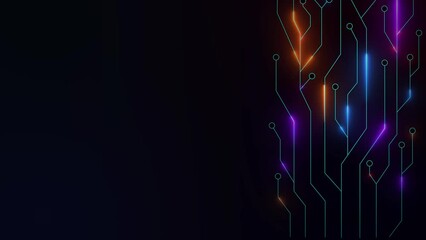 CPU circuit board data flow background. Data in the form of electrical signals move from a bottom to the top. High quality 4k motion graphics
