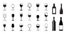 wine glass and bottle silhouette 