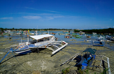 Wall Mural - traditional small wooden fisher boats on cebu island