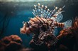 A lionfish swims in an aquarium. Generative AI